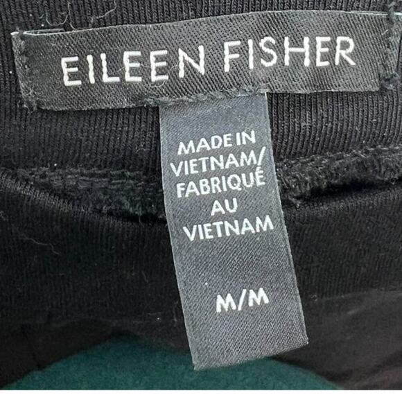 Eileen Fisher Stretch Jersey Knit Straight Pant Easy Fit Ankle Black Size Medium - Picture 9 of 10